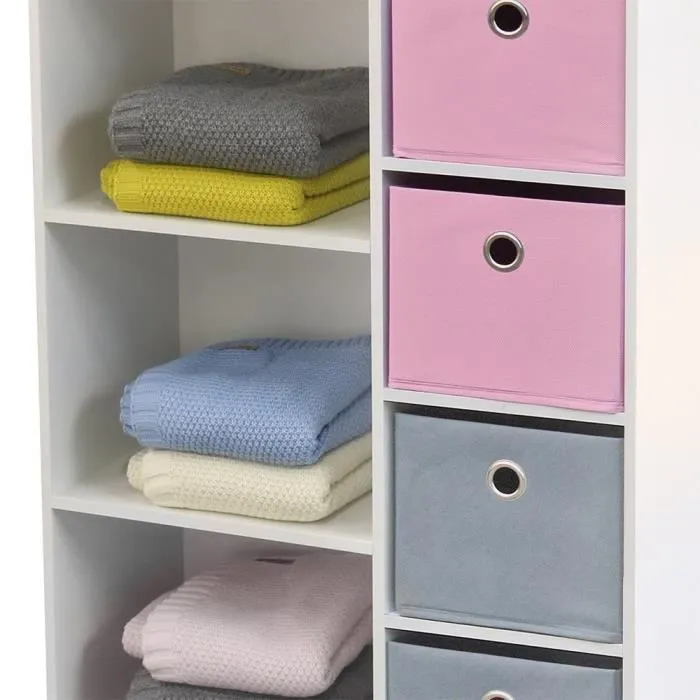 Armoire enfant 3 niches 4 tiroirs rose gris Happy - Meuble de chambre - Happy-1