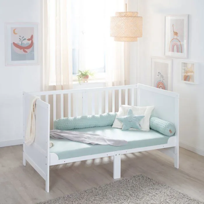 Lit Bébé Évolutif 70 x 140 ROBA Easy Sleep - Coins de Transformation Inclus - Bois Laqué Blanc-2