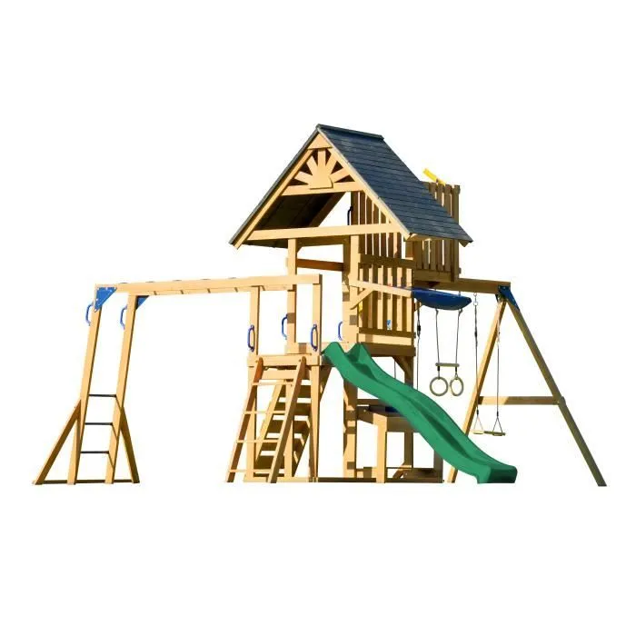 Aire de jeux - AXI - Mitch - Bois de cèdre FSC - Toboggan 220 cm - Balançoire double-0