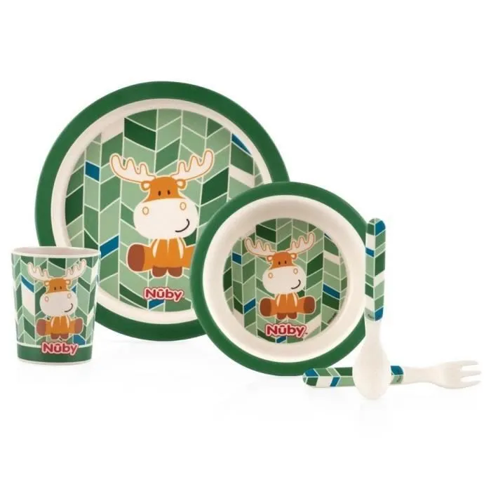 NUBY Set repas en bambou et mais - 6 mois + Elan-0