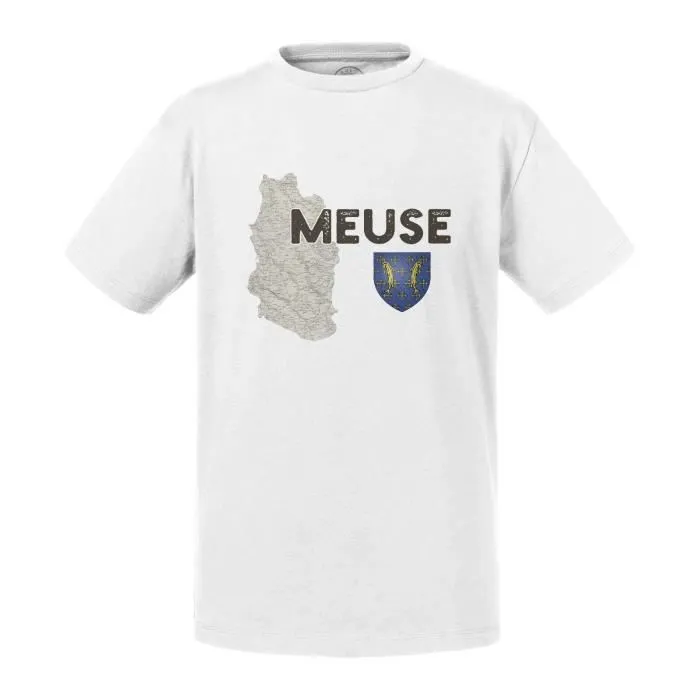 T-shirt Enfant Blanc Meuse 55 Departement Bar-le-Duc Carte Ancienne Est France-0