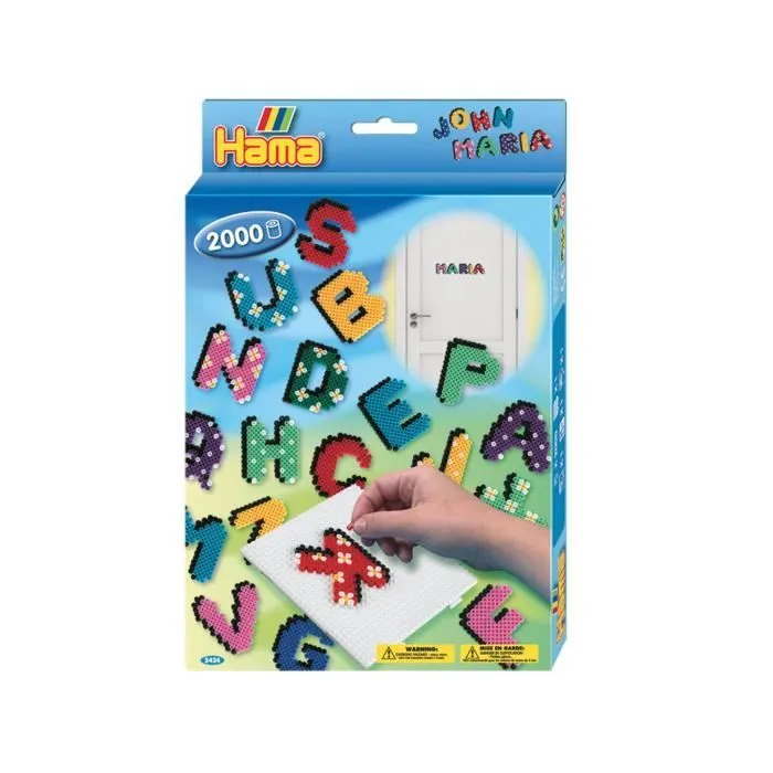 Perles à repasser - HAMA - Les Lettres - 2000 perles MIDI - 1 plaque - Dès 5 ans-0