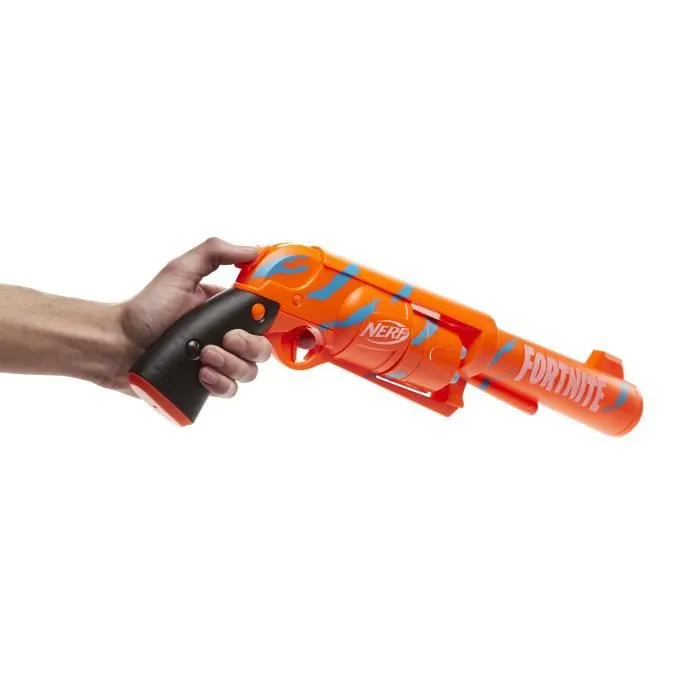 NERF - Fortnite - Blaster 6 -SH avec revêtement Camo Pulse - mécanisme à percuteur - barillet rotatif - 6 fléchettes NERF - Elite-5