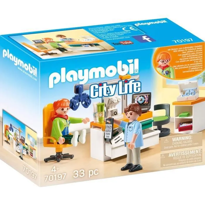 PLAYMOBIL - 70197 - City Life L'Hôpital - Cabinet d'ophtalmologie pour enfant de 4 ans et plus-0