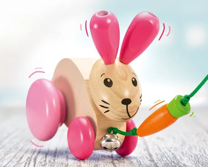 Selecta - Hanna Hoppel lapin en bois à tirer - SCHMIDT-1