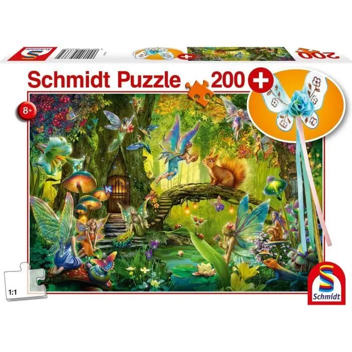 Puzzle Fées dans la forêt - SCHMIDT SPIELE - 200 pièces - Avec baguette magique-0