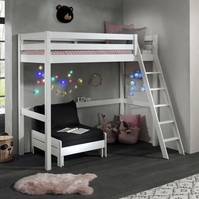 Pack - Lit Superposé & Mezzanine & Mezzanine & Fauteuil-Lit "Pino" Blanc-0