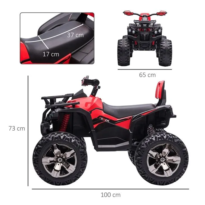 Voiture 4x4 Quad Buggy électrique Enfant HOMCOM 12 V 8 Km/h Max. Effets Lumineux sonores Selle avec Dossier Porte-Bagage Avant-3