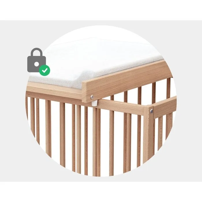 AT4 -  Plan à langer amovible avec matelas pour lit bébé ESSENTIEL en bois  Hêtre Verni --4