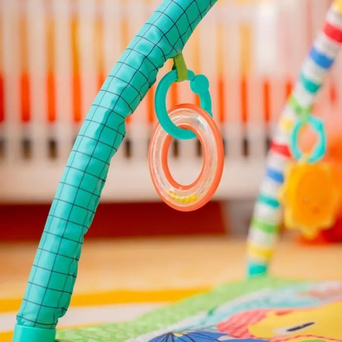 BRIGHT STARTS Tapis de sol éveil bébé évolutif pliable- Jungle Vert- arche avec jouets sensoriels et musicaux, miroir-8