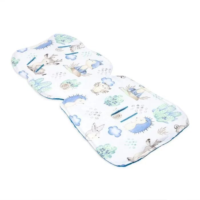 Coussin de siège de poussette 75 x 35 cm - coussin pour Réducteur siège auto pour de enfant -Minky Hérisson bleu-1