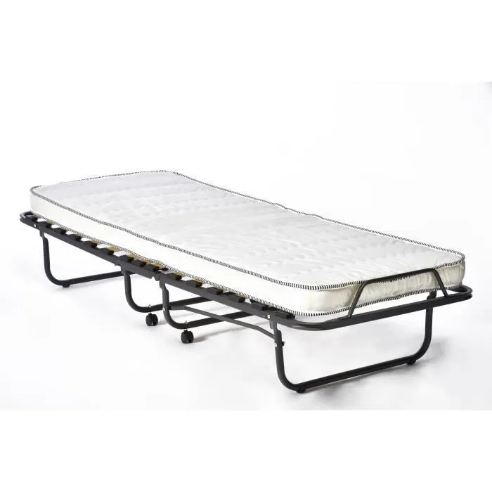 Lit d'appoint pliant 80x200 cm avec structure en métal robuste lit rabattable jusqu'à 120 kg avec memory foam matelas h. 11 cm, 80 x-1