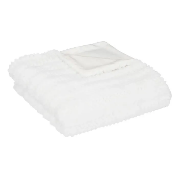 Plaid en fausse fourrure 160x120cm blanc ivoire - ATMOSPHERA - Liani - Polyester - Autres motifs-0