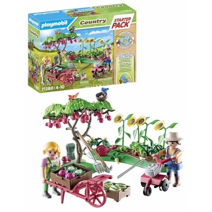 PLAYMOBIL 71380 Starter Pack Jardin potager, Country La vie à la ferme, Avec 2 personnages et accessoires, Dès 4 ans-3