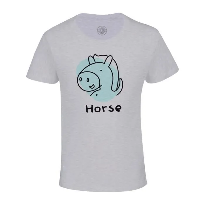T-shirt Enfant Gris Cheval Signe Astrologique Chinois Dessin Zodiaque Horoscope Animal Illustration-0