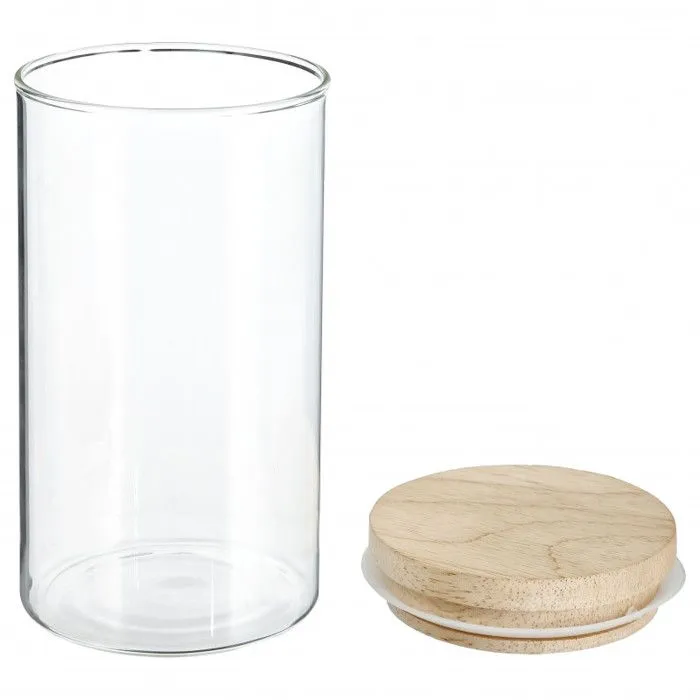 Bocaux de rangement en verre et bois couvercle hermétique Atmosphera - Bocal hermétique 1 Litre-1