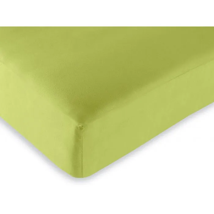 Drap housse 57 fils/cm² toutes dimensions - Anis - 90 x 190 cm-0