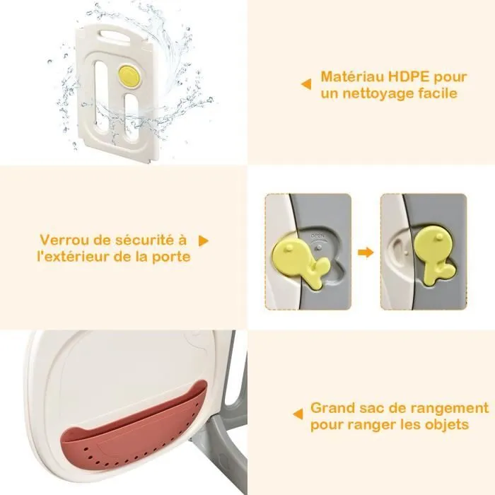 COSTWAY Parc Bébé Pliable en Plastique 12 Éléments sans BPA avec Tableau d’Activité et Porte Barrière Sécurité Enfant Panneau 64CM-2