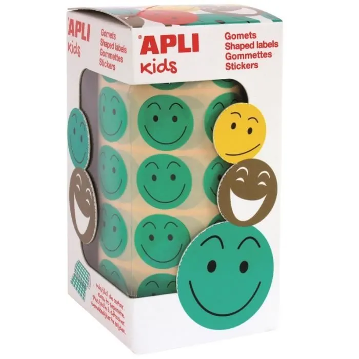 Rouleau de gommettes - Apli Kids - 900 pcs - Autocollants smileys - 2 cm de diamètre - Mixte-0