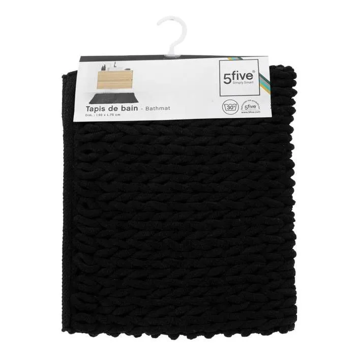 5five - tapis de bain 50x75cm "colorama" noir khôl-1