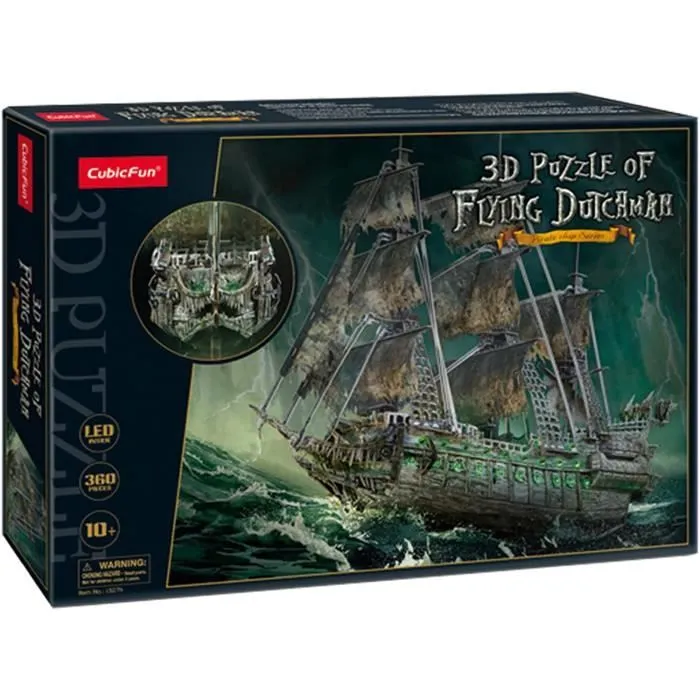 Maquette Puzzle 3D Bateau Pirate Hollandais Volant LED - 360 Pièces - WORLDBRANDS-1