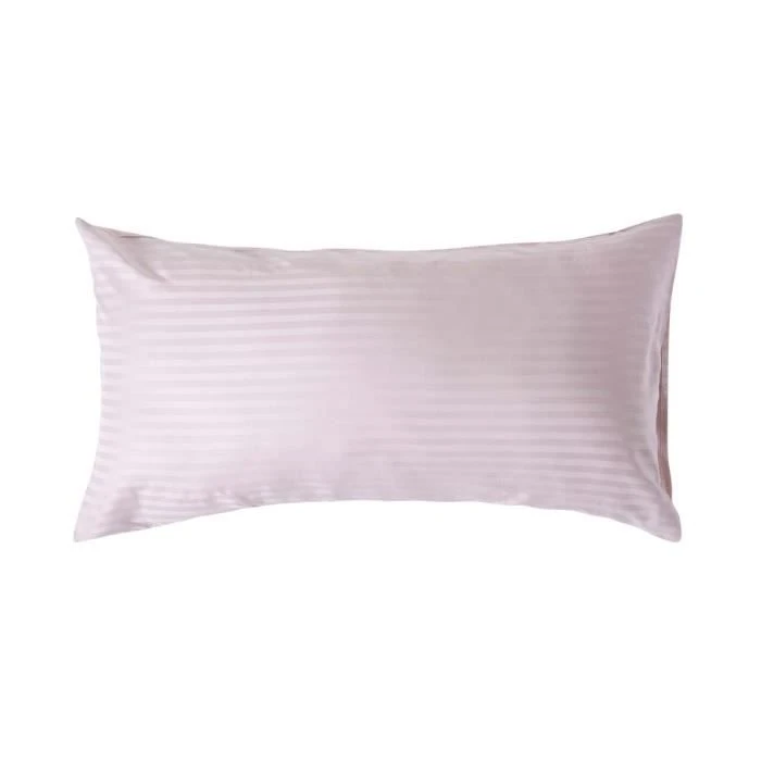 Taie d'oreiller rayé en coton égyptien 330 fils coloris violet 50 x 90 cm-0