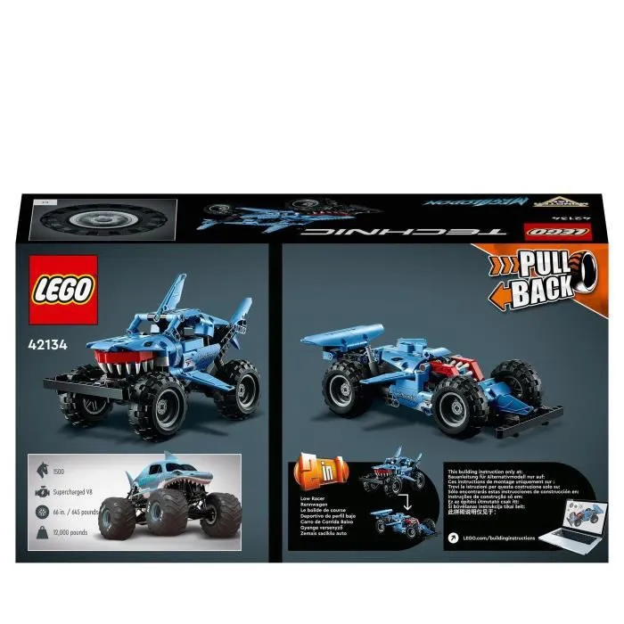 LEGO® 42134 Technic Monster Jam Megalodon, Voiture Jouet pour Enfants +7 Ans 2 en 1 Truck et Low Racer Lusca à Rétrofriction-5