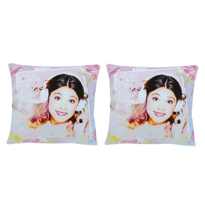 Coussins - DISNEY - VIOLETTA - Lot de 2 - Rose - Déhoussable - Intérieur-0