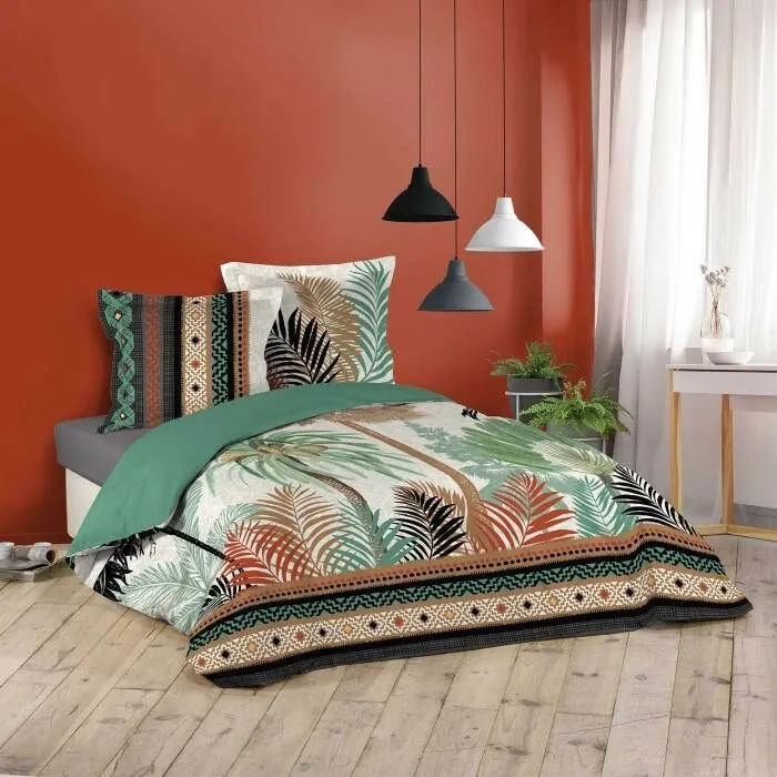 Parure de lit - TERRA NOVA - 260x240 cm - 100% coton - 3 pièces - Multicolore-0