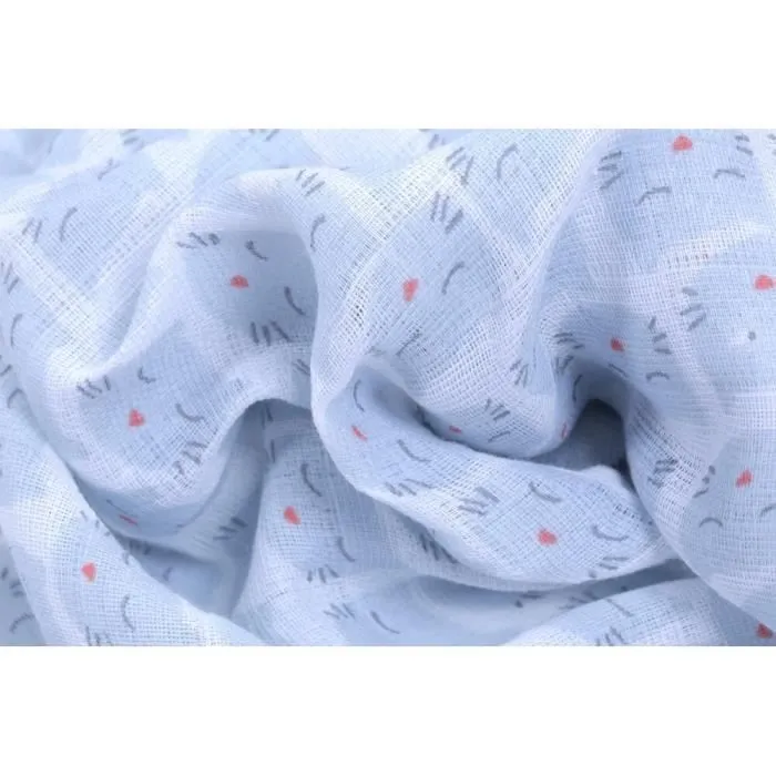 Lange bébé Petit Jour Les Chats - Bleu - 70x70 cm - Emmailloter, rassurer, protéger-2