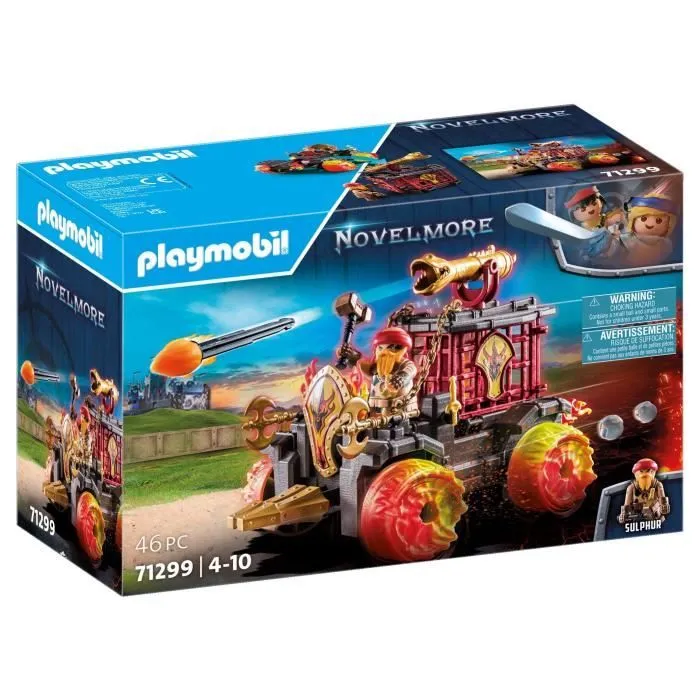 PLAYMOBIL 71299 Chariot de combat enflammé des Burnham Raiders- Affrontez les ennemis avec le chariot, son canon et siège éjectable-1