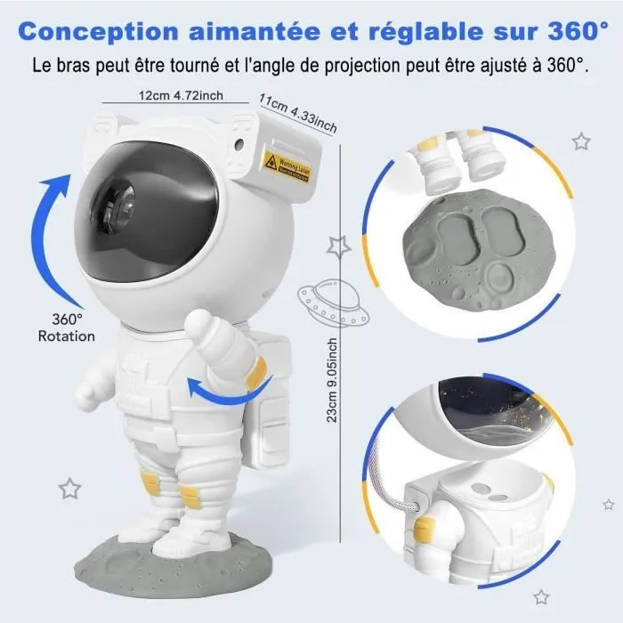 Projecteur de Galaxie D'astronaute Starry Sky Night Light, Projecteur D'étoile D'astronaute avec Nébuleuse, projecteur ciel etoile-2