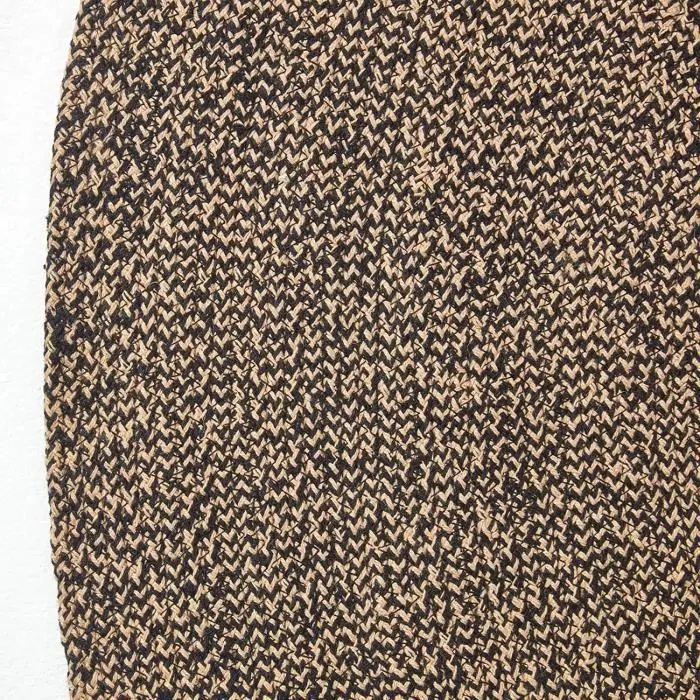 Tapis rond tissé à plat en coton mélangé Beige et Noir, 200 cm-2