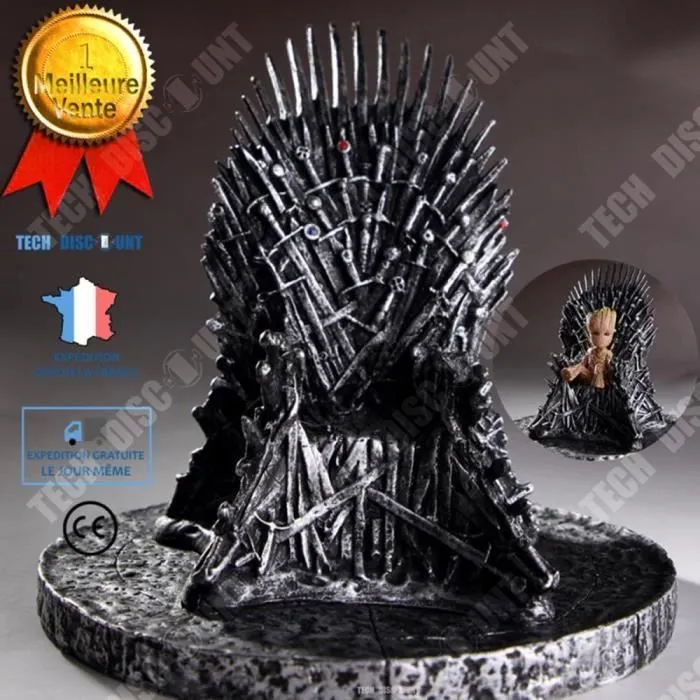 figurine trone de fer decoration realiste maison personnage miniature replica jouet collection chaise epee burea-0