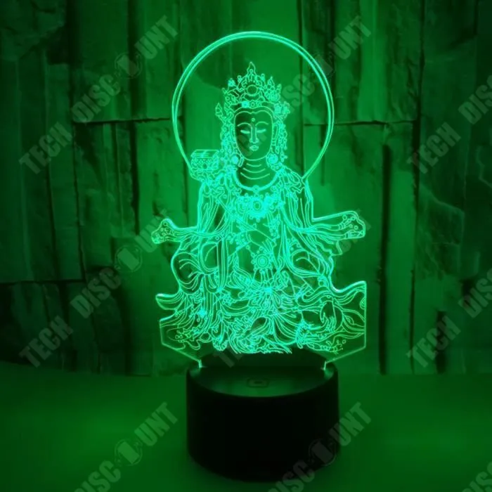 TD® Veilleuse 3D de bureau Commande tactile Sept couleurs réglables Look de bouddha Lumière d'illusion-2