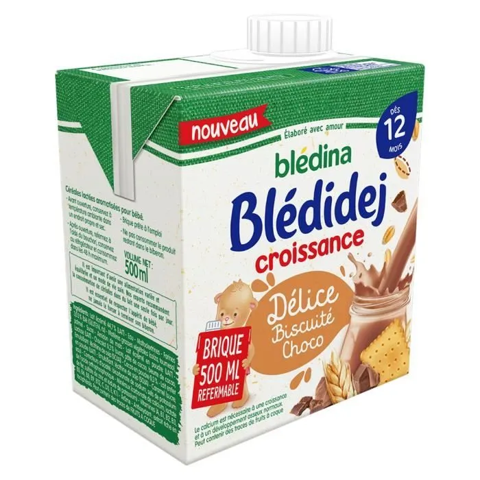 Blédina Blédidej, Céréales bébé Lactées, Dès 12 Mois, Délice Biscuité Choco, 1x500ml-2