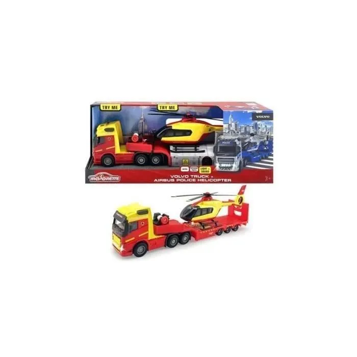 Camion avec Hélicoptère Police Majorette GS 35 cm - MAJORETTE - Blanc - Jouet - Mixte - 3 ans-0