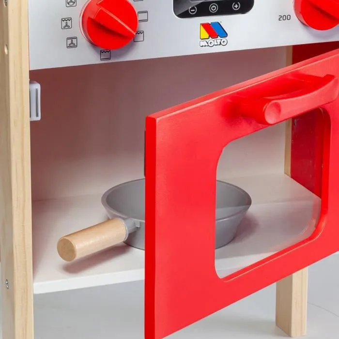 Jouet de cuisine en bois - MOLTO - My First Kitchen - Rouge - Mixte - 10 accessoires-2