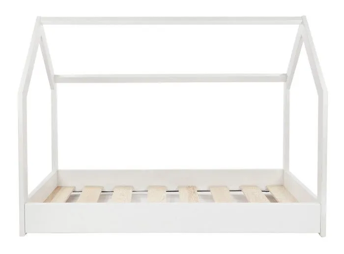 Lit pour enfant maison 2-en-1en Cabane Ludique en Bois Naturel 160x80 cm - Blanc-2