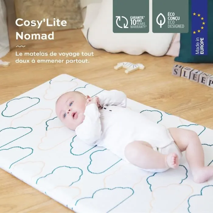 Babymoov Matelas de voyage Cosy'Lite Nomad 60x120cm, Oeko Tex, Eco-conçu, Fabriqué au Portugal-1