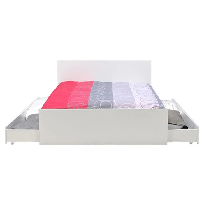 Lit OSLO 140x190 + 2 tiroirs / Blanc - Contemporain - Design - A monter soi-même-2