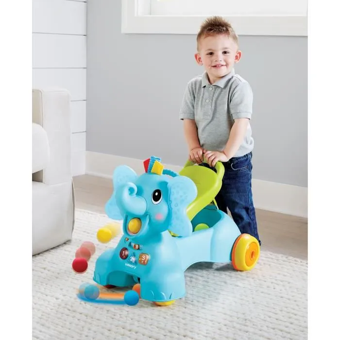 Porteur Ramasseur de Balles - INFANTINO - Eléphant 3 en 1 - Evolutif - Bleu-1