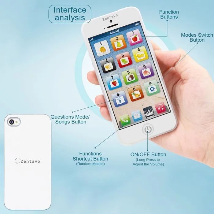 Jouet téléphone smartphone pour enfant Ecran intelligent apprentissage jeux histoire musique Rechargeable-1