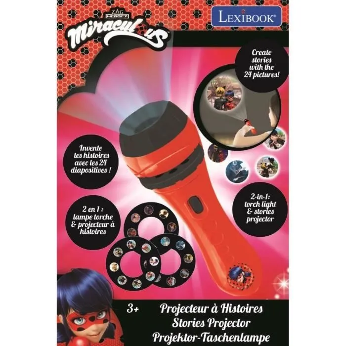 Projecteur à histoires et lampe torche Miraculous - LEXIBOOK - LP MIRA - Enfant - Rouge-2