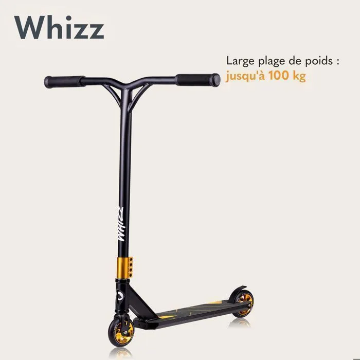 Trottinette acrobatique - LIONELO - Whizz - ABEC-9 - Guidon d'une seule pièce - Noir/Jaune-4