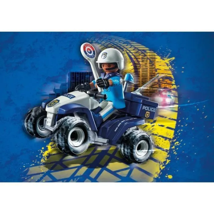 PLAYMOBIL 71092 Policier et quad à rétrofriction, City action, les policiers, Dès 4 ans-1