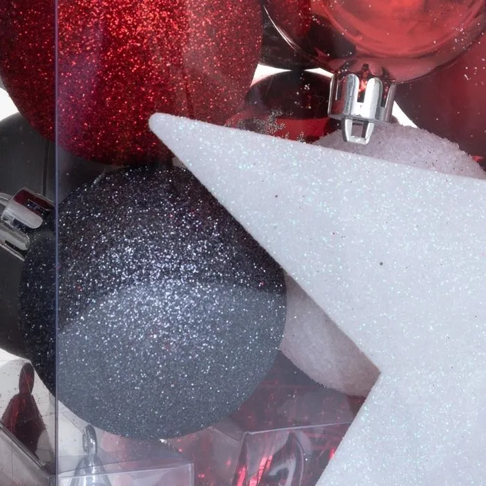Décorations de Sapin Noël - Franprix - Kit de 44 pièces - Rouge et doré - Plastique - À suspendre-1