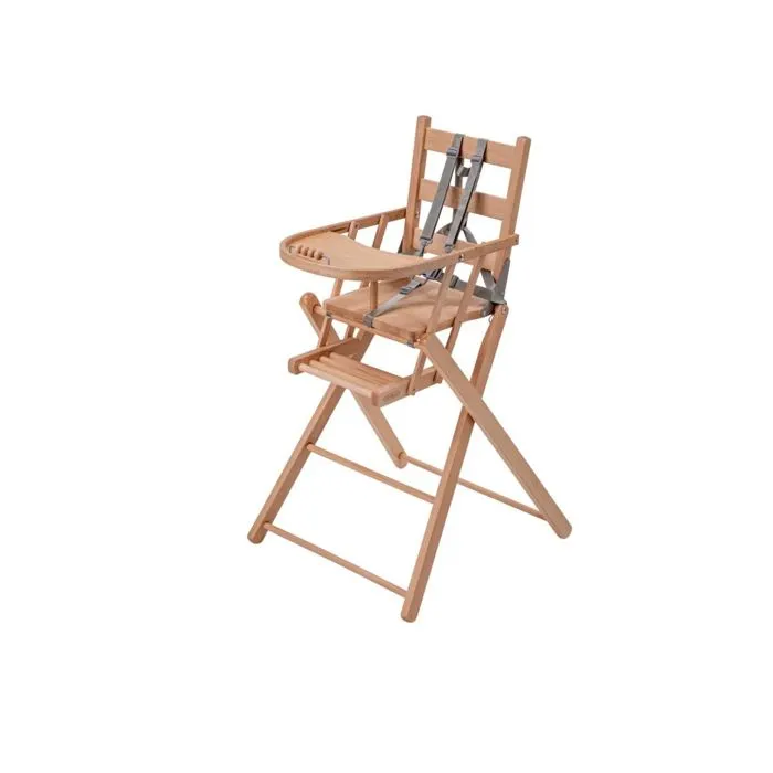 COMBELLE Chaise haute pliante Sarah Vernis naturel-0