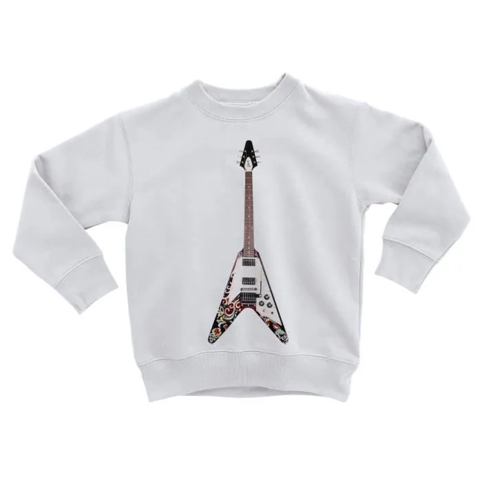 Sweatshirt Enfant Jimi Hendrix Guitare Fying V Guitar Hero Psychedelique 70's-0