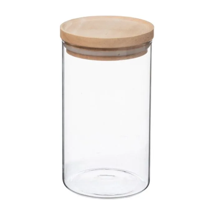 Bocaux de rangement en verre et bois couvercle hermétique Atmosphera - Bocal hermétique 1 Litre-0